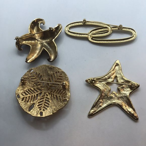 Vintage Brooch Lot Metal Enamel Stars Geo Retro Beach Boho Mod Pins - Picture 6 of 7